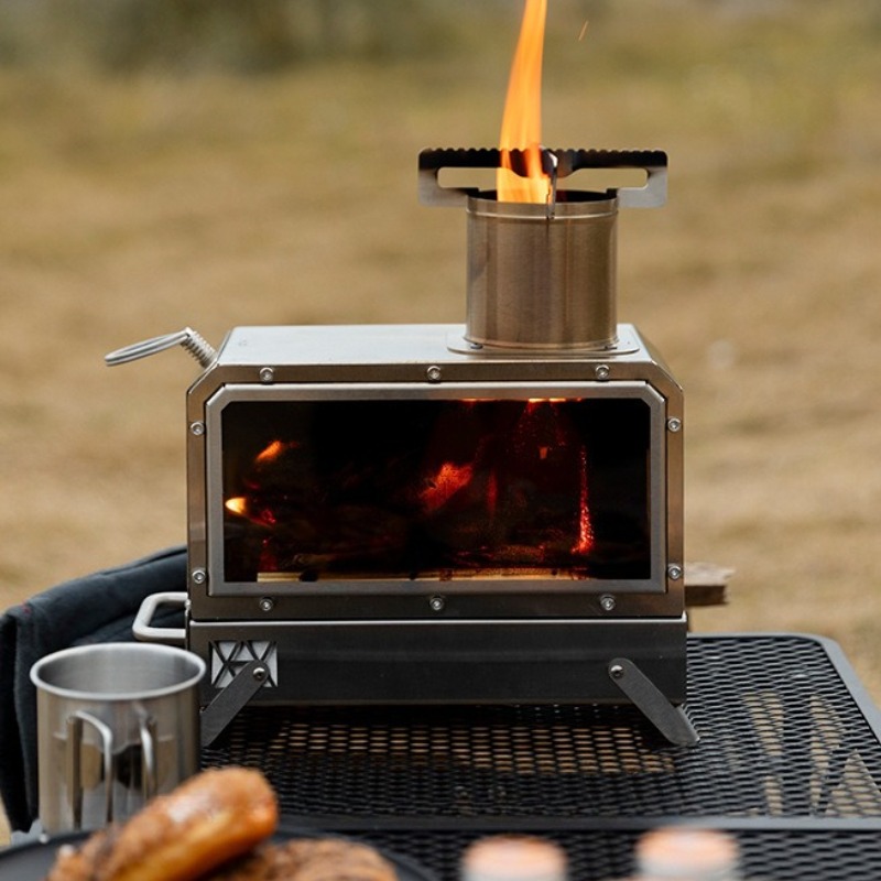 Outdoor Camping Stove - Stainless Steel Square Firewood Stove Portable