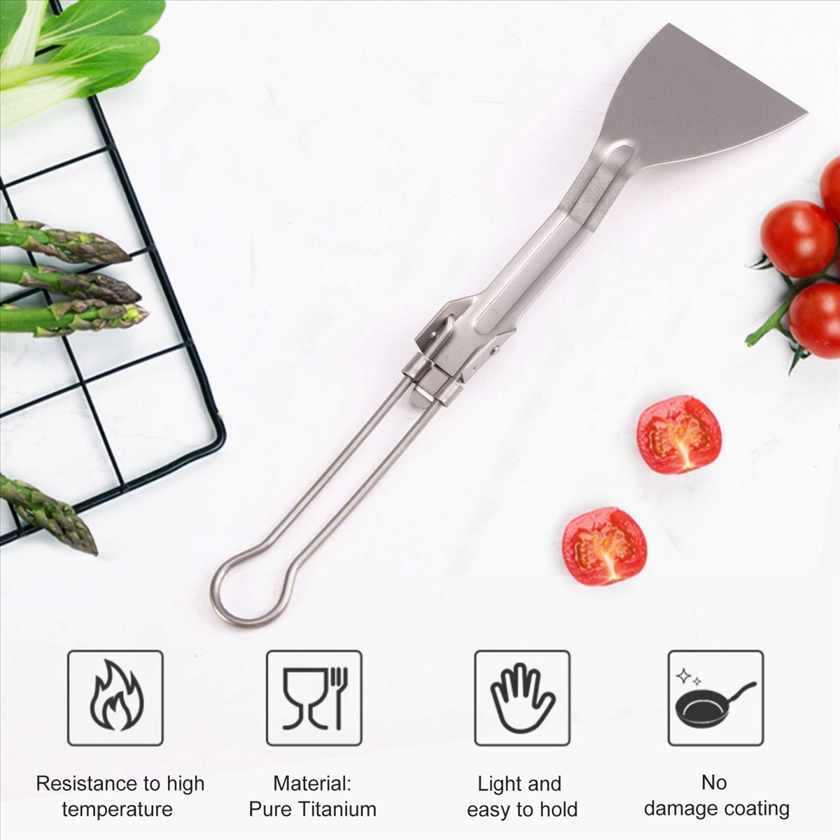 Kitchen Outdoor Camping - ABST Camping Tableware Titanium Spatula Folding