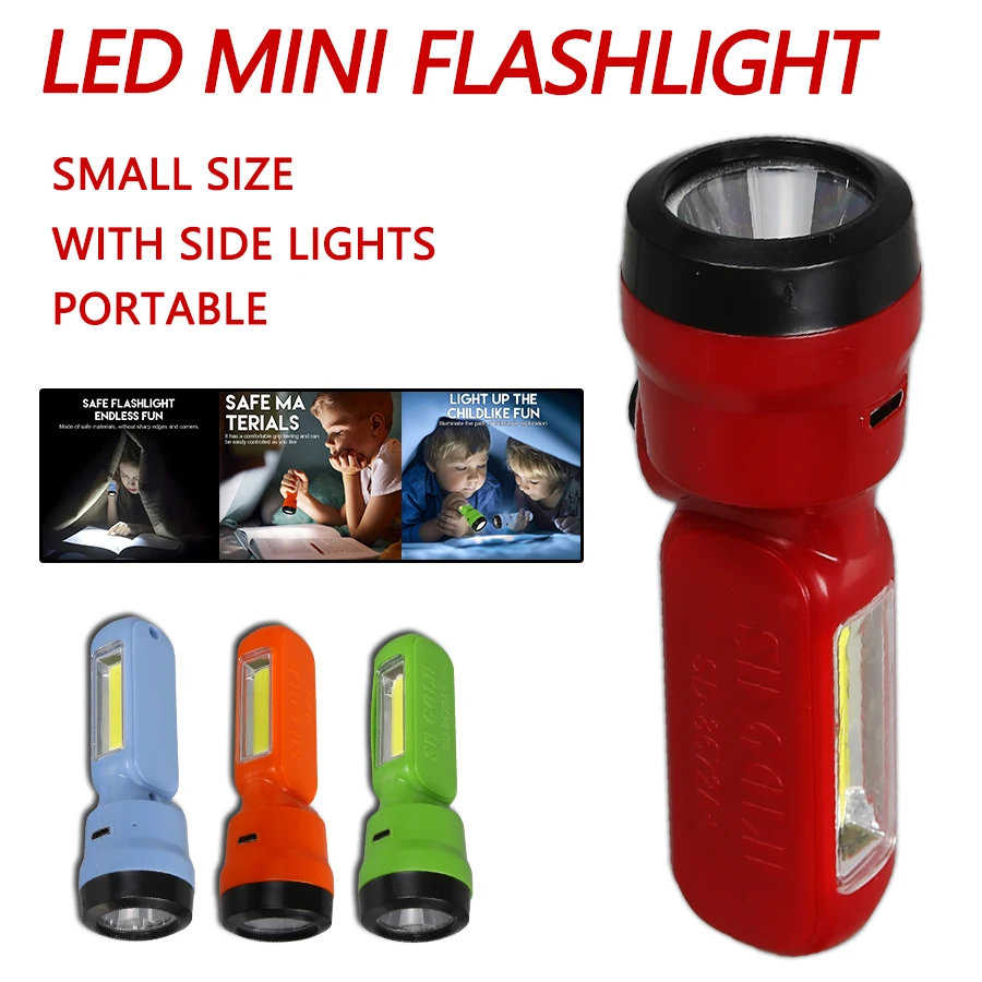 Outdoor Camping For Kids - Mini COB+XPE Children Flashlight, USB Rechargeable
