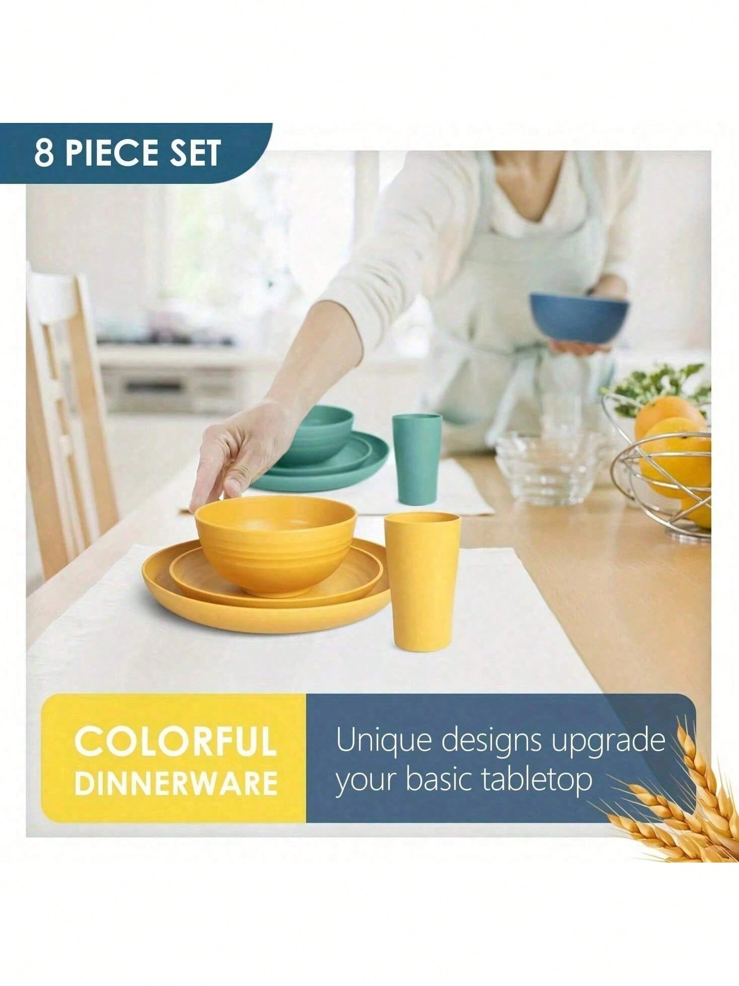 16 Piece Kitchen Wheat Straw D - Kitchen Outdoor Camping ulasan dan harga