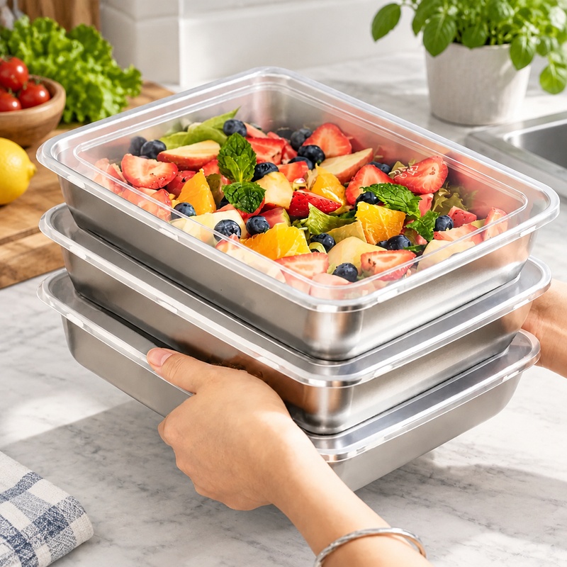 3-Piece Stainless Steel Food S - Kitchen Outdoor Camping ulasan dan harga