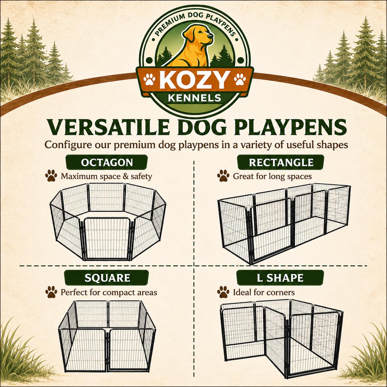 32'' 8 Panels Heavy Duty Dog P - Outdoor Camping Dog Fence ulasan dan harga