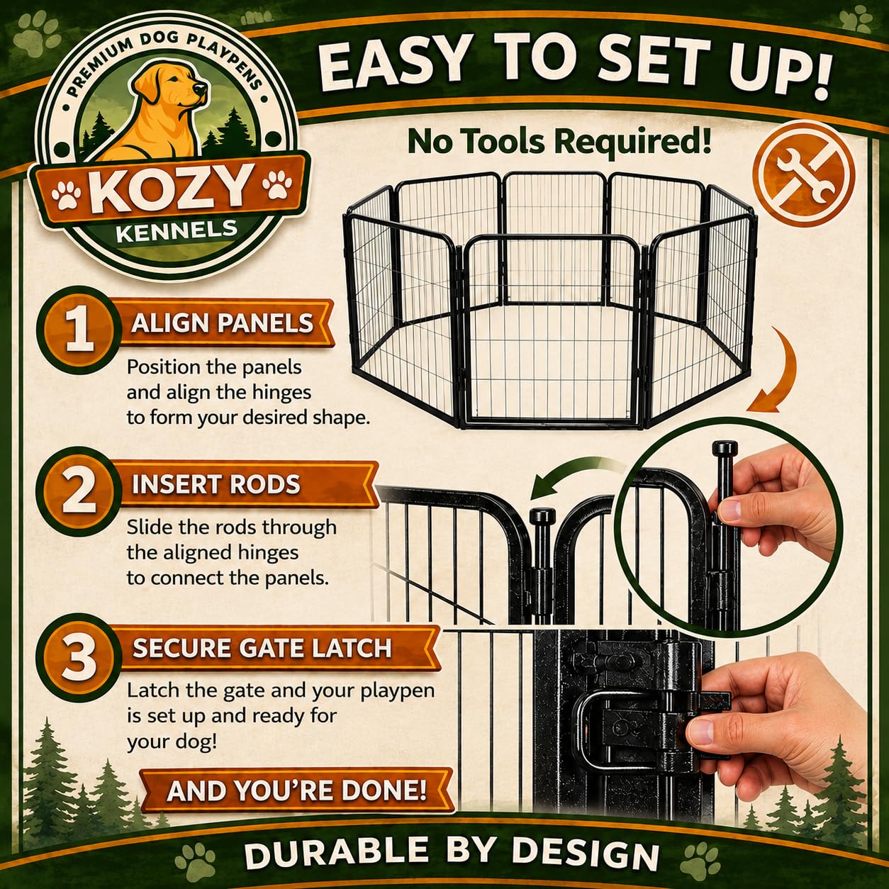 32'' 8 Panels Heavy Duty Dog P - Outdoor Camping Dog Fence ulasan dan harga