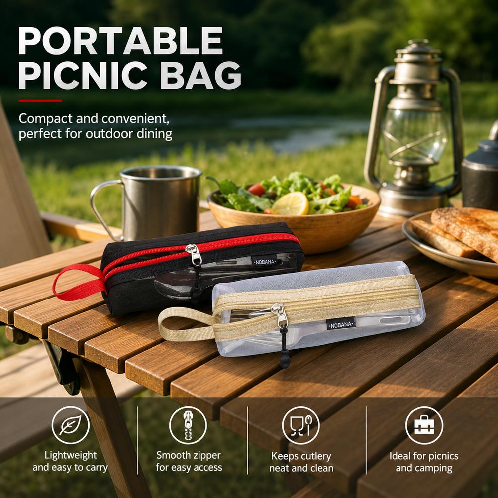 Portable Cutlery Storage Bag O - Outdoor Camping Utensils ulasan dan harga